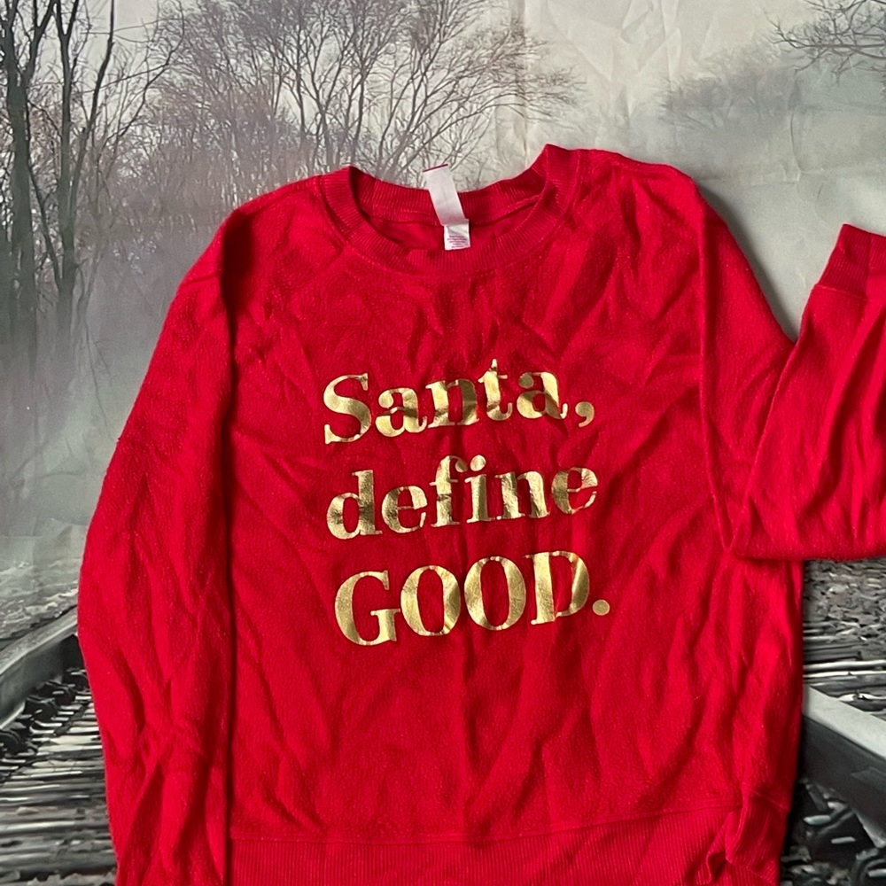 Red fleece Christmas sweatshirt